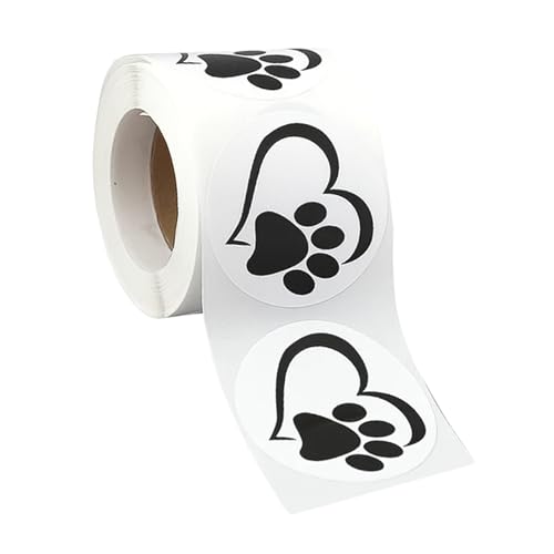 Fundraising For A Cause Paw Print Heart-Shaped Stickers - 1 Roll, 250 Pet Awareness Labels