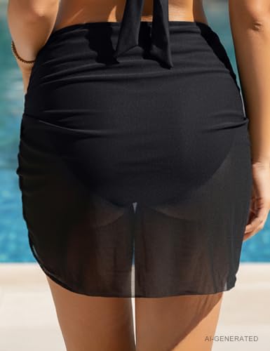 Blooming Jelly Women's Tummy Control Swim Skirt Bathing Suit Bottoms - Medium Black
