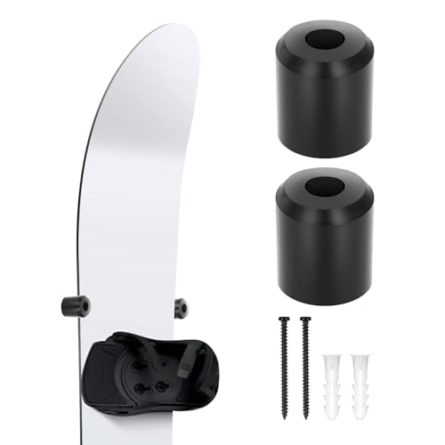 Snowboard Wall Mount - 2pcs Black, PU Rubber Grip, Easy Setup