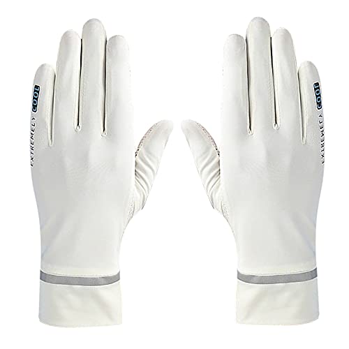 UV Protection Fingerless Gloves for Women - White Mesh
