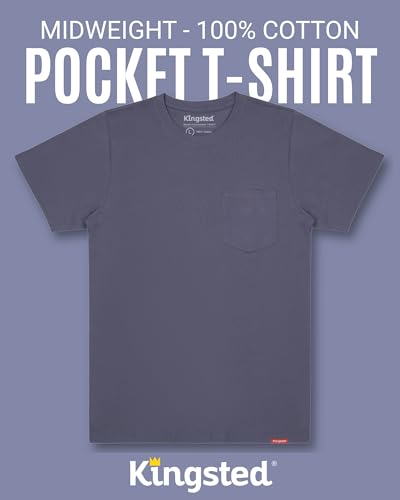 Kingsted Large Pack Men's Pocket T-Shirts - Super Soft 100% Cotton, Comfortable