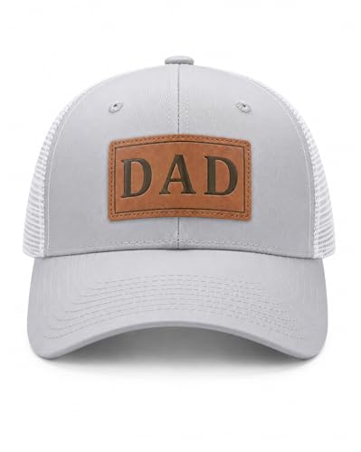 Grey Dad Hat for Men - Adjustable Papa Grandpa Mesh Snapback Trucker Cap