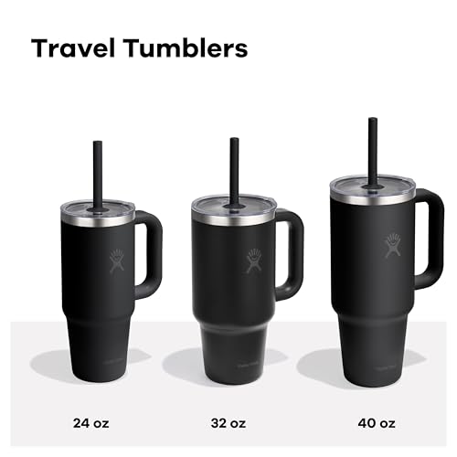 Hydro Flask 40 oz Travel Tumbler with Handle, Clear Lid & Straw - Oat