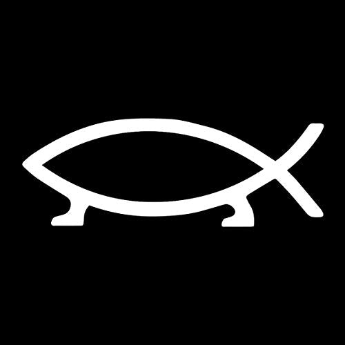 Fish with Feet Weatherproof Vinyl Decal - 5" White
