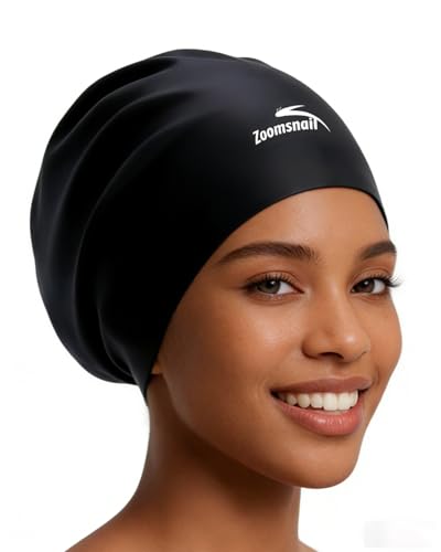 X-Large Silicone Swim Cap for Long Hair - Black / Large