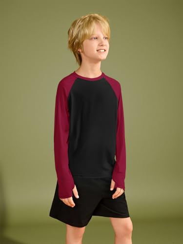 Boys Athletic Long Sleeve Colorblock T-Shirt - 11-12 Years Red