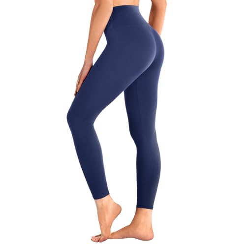 High Waisted Navy Blue Yoga Leggings for Women - Full Length