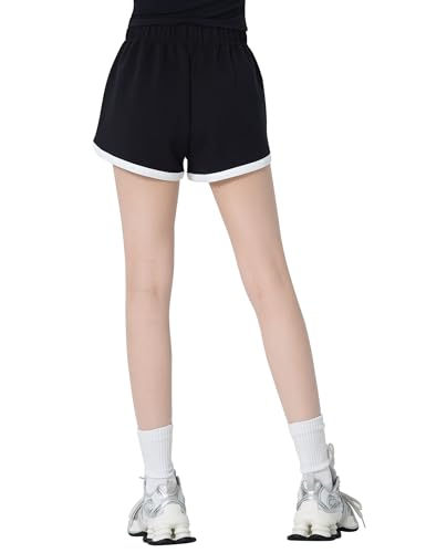 Yoga Shorts for Girls - Contrasting Short Pants, Medium Black