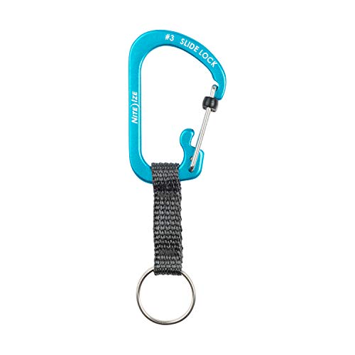 Locking Carabiner Key Chain with Webbing - Blue