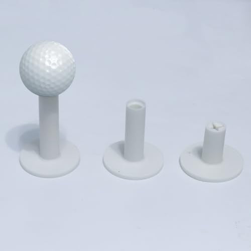 3-Piece Rubber Golf Tee Set - Mixed Sizes for Swing Practice - White