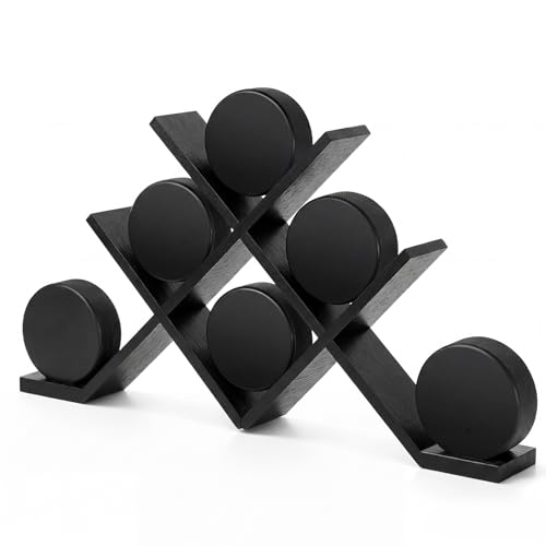 CroBlissful Black Wooden Hockey Puck Display Case Holder for 6 Pieces (6-Piece)