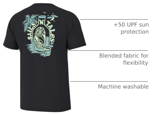Men's Fishing Graphic Tee - Performance Short Sleeve, Quick-Dry, X-Large - Sails N Tales Black