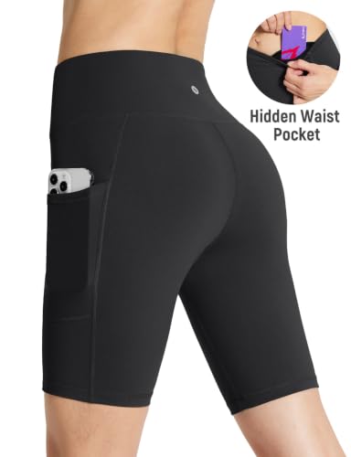 High Waist Women's Biker Shorts with 3 Pockets