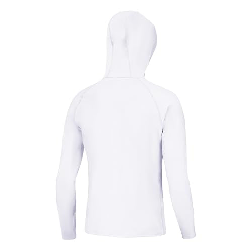 Riverruns Men's UPF 50+ Sun Protection Hoodie Fishing Shirt Small White
