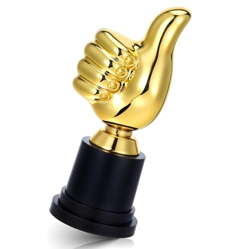 Golden Thumbs Up Trophy - 5 Inch Plastic Award for Events