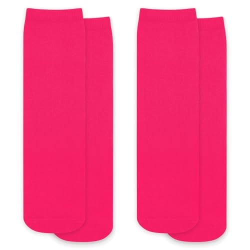 Toddler Soccer Socks - Youth Football & Baseball Socks, 2 Pack Hot Pink, 3-6 Years