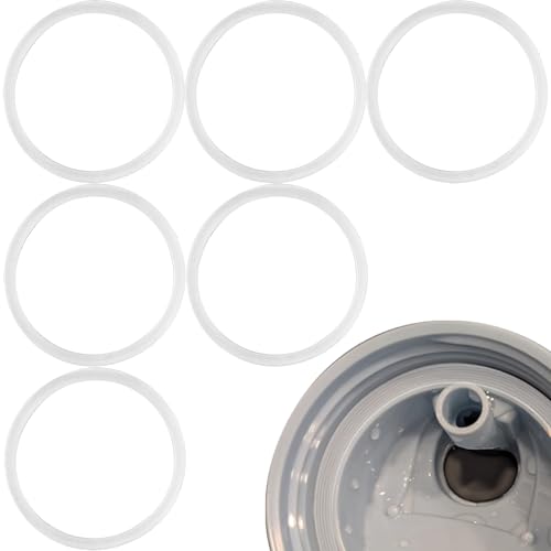 6 Pcs Silicone Sealing Gasket Replacement for Water Bottle Lids - Clear