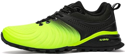 Kricely Men's Walking Shoes Fluorescent Yellow Lightweight Breathable Non Slip Gym Sneakers