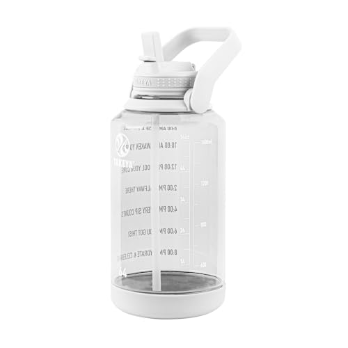 Takeya Motivational 64 oz Water Bottle with Straw Lid, Cloud White, BPA Free
