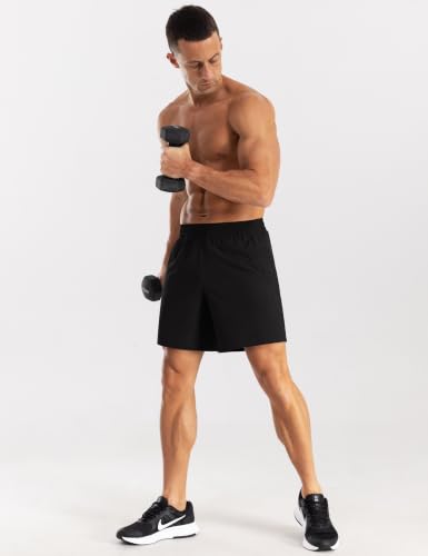 Men's Athletic Running Shorts - Quick Dry, Breathable, with Pockets - Medium/Black