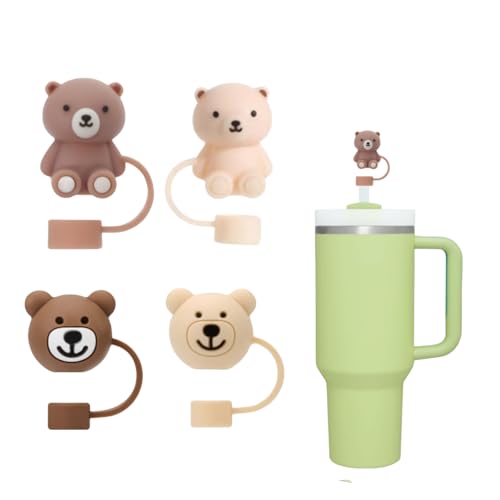 Bear Straw Cover for Stanley Cup - Silicone Topper for 30 & 40oz (4 Bears)