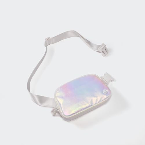 Iridescent Nylon Fanny Pack for Women - 1L Belt Bag with Zipper