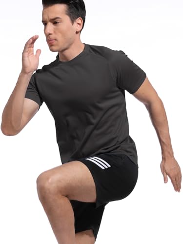 Men's Short Sleeve Quick Dry Athletic T-Shirt - Small Black/Navy/Grey