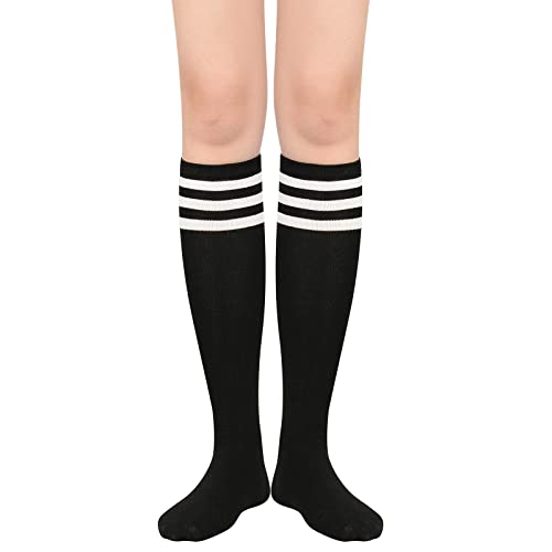 Knee High Striped Athletic Socks - Black & White - One Size