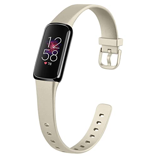 Tobfit Metallic Gold Small Replacement Band for Fitbit Luxe - Sport Silicone Strap