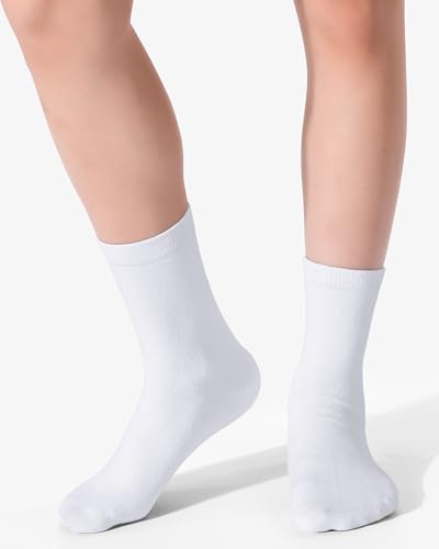 Somaibo 8 Pairs Kids Crew Socks 10-12 Years White Cotton Athletic School