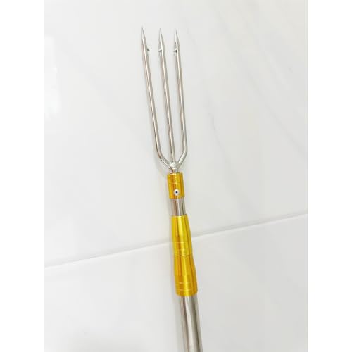 LkyRui 2PCS 6mm Thick 3-Prong Stainless Steel Fishing Harpoon for Fish & Frog Hunting