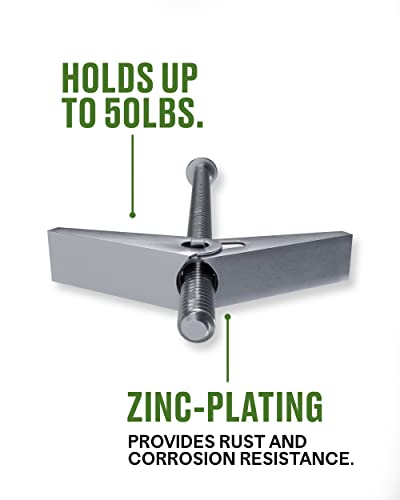 Heavy Duty Toggle Bolt Anchors - 1/8" x 2" Zinc Plated, 2 Pcs