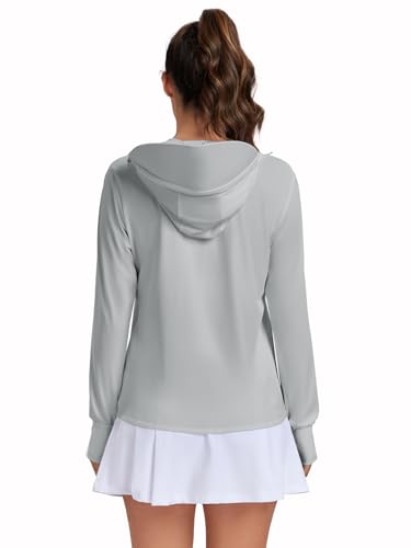 Women's Lightweight UPF 50+ Sun Protection Hoodie Jacket - Medium/Grey