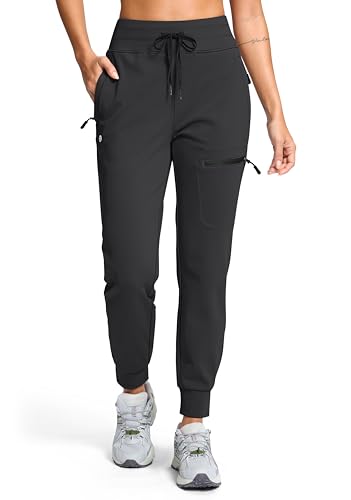 G Gradual Women's Fleece Lined Hiking Joggers with 4 Pockets - Medium Black