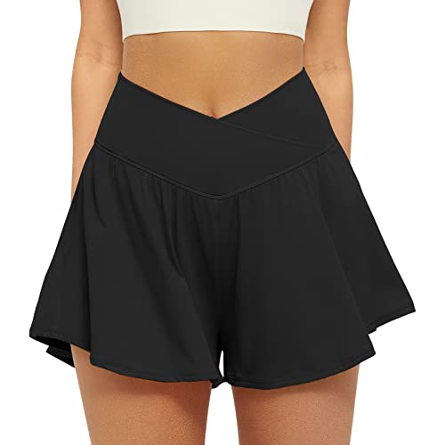 2-in-1 Women's Athletic Shorts with Pockets - Flowy Running & Tennis Skorts