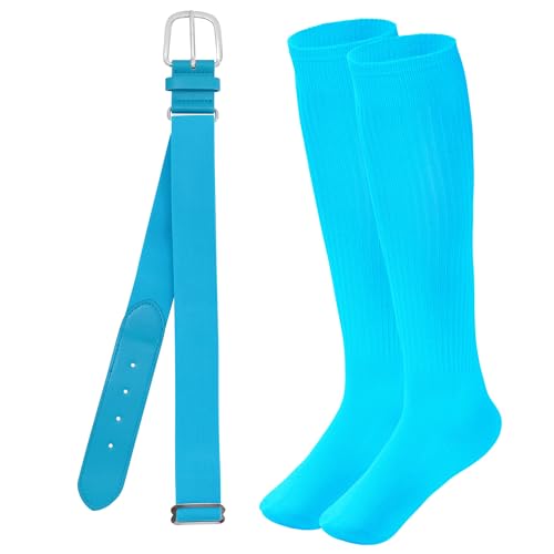 Baseball Socks and Belt Combo Set - Sky Blue, Large