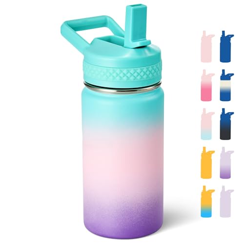 Fijinhom 12oz Insulated Kids Water Bottle with Straw - 304 Stainless Steel, Leakproof BPA-Free
