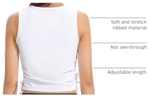 Girls Ribbed Knit Athletic Crop Tank Top - White - 7-8 Years