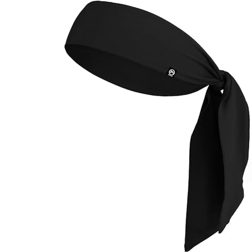 Dri-Fit Sweat-Wicking Tie Headband - Black - Unisex Sports Headband