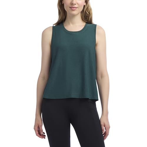 Jockey Women's 2-Pack Crew Neck Muscle Tank Tops - Light Taupe & Ponderosa Pine Heather, Medium