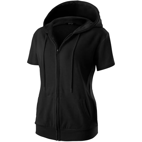 GIVON Women's Slim Fit Soft Cotton Blend Full Zip Hoodie - Medium / Dcf256-Black
