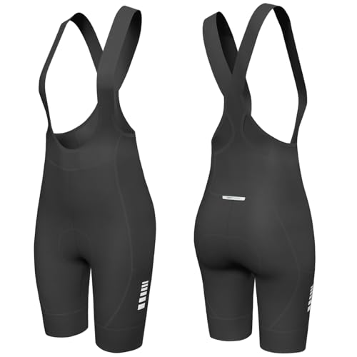 Wulibike Women's Medium Black Padded Cycling Bib Shorts - High Stretch Biking Tights
