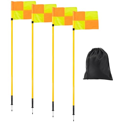 Soccer Corner Flags Set of 4 - Adjustable Height 5FT Training Poles