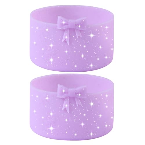 2-Pack Glitter Bow Silicone Boot for 32oz Water Bottles, Anti-Slip Bumper