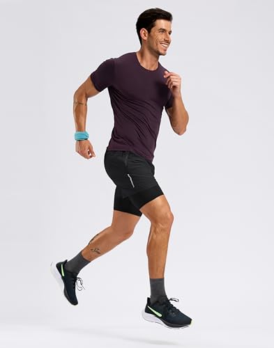 Pudolla Men’s 7" Running Shorts with Zip Pockets, 2-in-1 Quick-Dry Liner