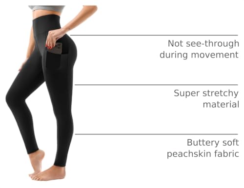 High Waisted Leggings with Pockets - Capri, Small-Medium, Black