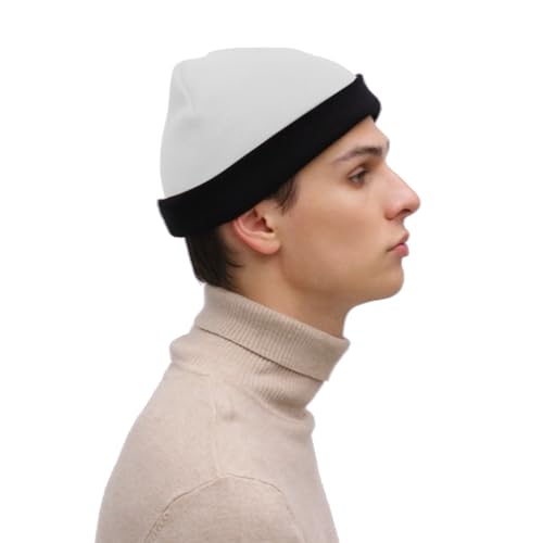 Thick Knitted Beanie for Men & Women - Black/White