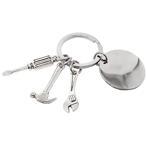 Stainless Steel Keychain Gift for Dad with Hammer & Screwdriver