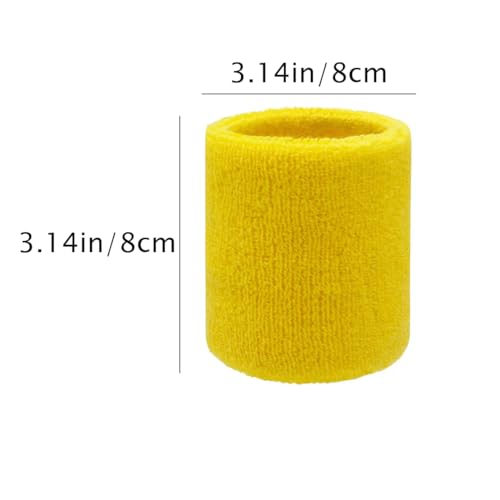 Elastic Sports Wristbands for Kids & Women - Yellow, 3 Inch