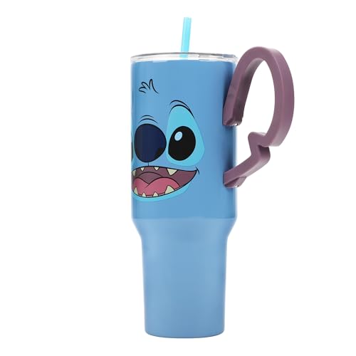 Disney Stitch 40 Oz Stainless Steel Tumbler with Sculpted Ears Handle - Blue, Bioworld